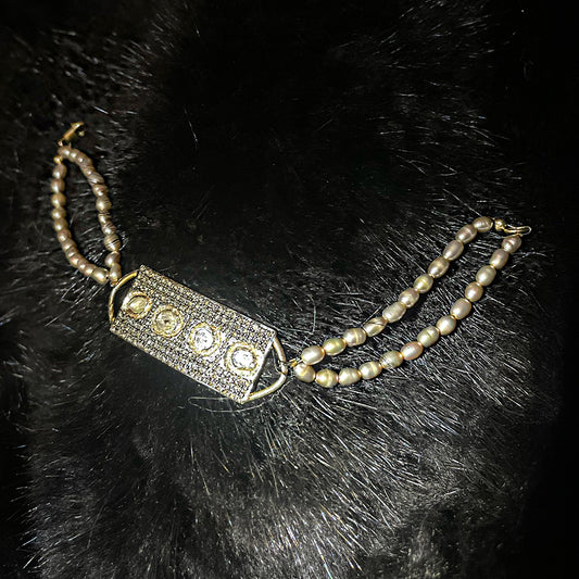 Bracelet: Antique Polki Diamond and Champagne Pearl